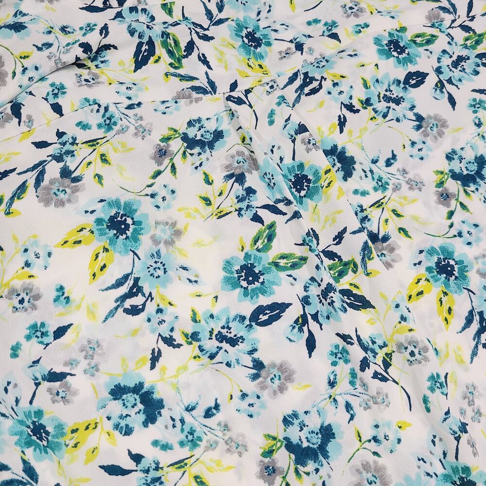 Banana Republic Floral Blouse Medium Blue Green Button Front Shirt Lightweight - Picture 10 of 11